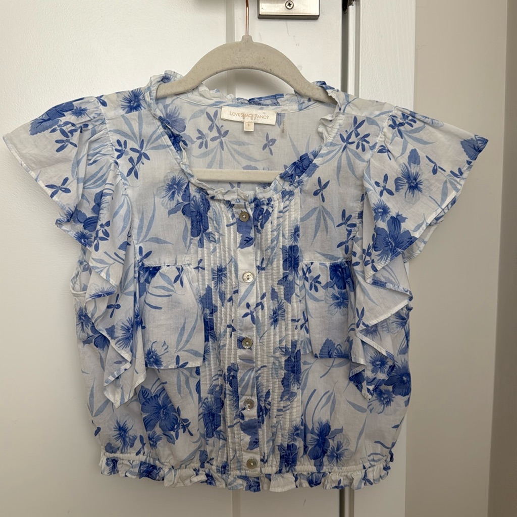 Loveshackfancy Floral Cropped Shirt